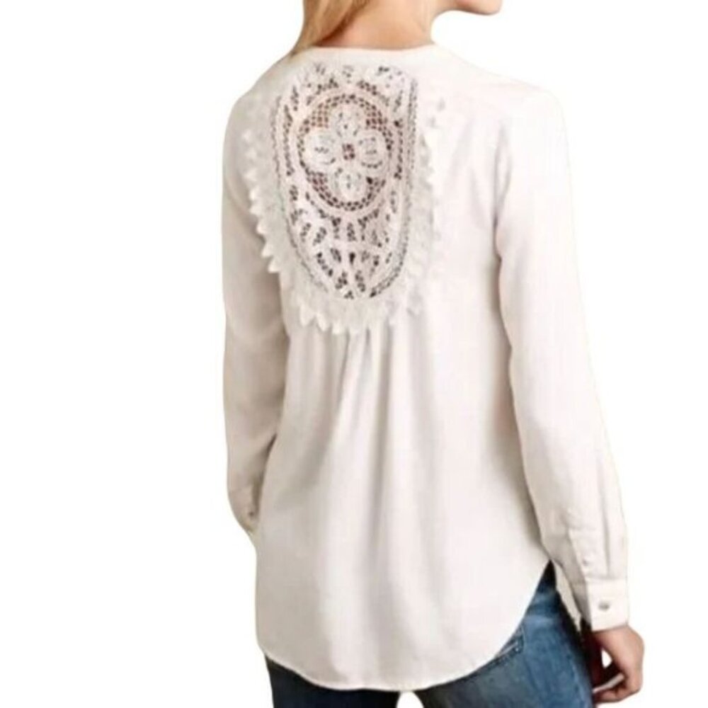 Anthropologie Holding Horses Prairie White Chambray Shirt Small‎